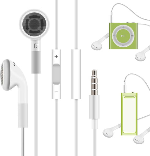 Jelanry 3.5mm Earphone Earbuds Headphones with Remote for Shuffle 2 3 4 5 6, Touch 2G 3G 4G 5G Classic nano6 - White...