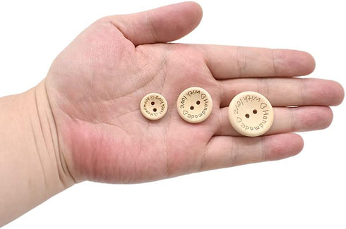 150 Pcs Wooden Handmade Buttons Sewing Round 2 Holes Buttons for Sewing Clothing Accessories, DIY Crafting Projects Decorations (15mm/20mm/25mm)...