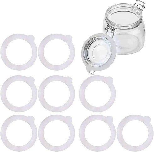 Silicone Replacement Gasket, Airtight Rubber Seals Rings for Mason Jar Lids, Leak-Proof Canning Silicone Fitting Seals for Glass Clip Top Jars (Wh...