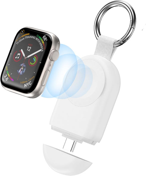 Portable Charger for iWatch 9/8/7/6/5/4/3/2/SE/Ultra/UItra 2 iWatch 1200mAh Wireless Power Bank with Keychain White...