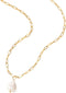 Baroque Silvery Freshwater Pearl Long Pendant Necklace Paperclip Toggle Drop Stainless Steel Necklace For Women...