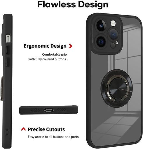 ZIYE for iPhone 14 Pro Max Phone Case with Ring with Full Camera Cover Protection for Women Girls Clear Case with 360 Degree Rotation Kickstand St...
