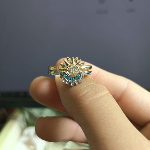 Celestial Sun and Moon Ring Set?Friendship Promise Ring?Moon Sun Stacking Ring?Stackable Sparkling Matching Rings?Non Tarnish Ring Summer Jewelry ...