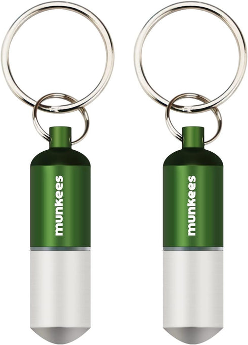 munkees Portable Pill Case Small Waterproof Capsules EDC Keychain, Travel Pill Bottle for Camping, Hiking, Backpacking, Compact Valuables Containe...