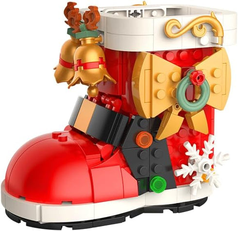 DIY Christmas Boots Building Set,240 Pieces,Toy Bricks,Mini Xmas Tree Building Block Gift, Pen Holder,Creative Design,Table Display...