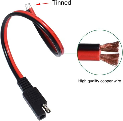 SAE Connector, 12AWG SAE Single Plug DC Quick Disconnect Power Extension Cable with Polarity Reverse Adapter for Motorcycles, Solar Panels, Cars, ...