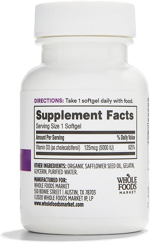 365 by Whole Foods Market, Vitamin D3 5000 IU, 120 Softgels, package may vary...