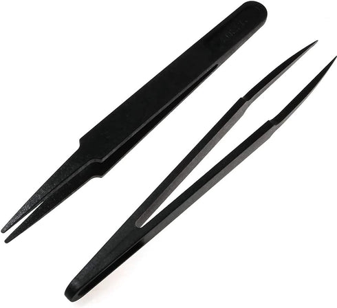 MMOBIEL 5Pcs Anti-static Multifunctional Plastic Precision Tweezers Set, Pointed Tip Tweezers for Electronics, Jewelry-Making, Laboratory Work, Re...