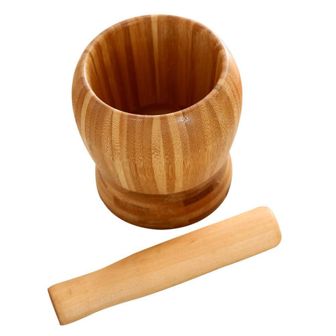 Mortar and Pestle Set, Bamboo Garlic Pounder Mincer Tool Kitchen Grinder Supplies for Garlic, Mincer, Coffee, Herb Spice, Ginger, Spice. (S)...