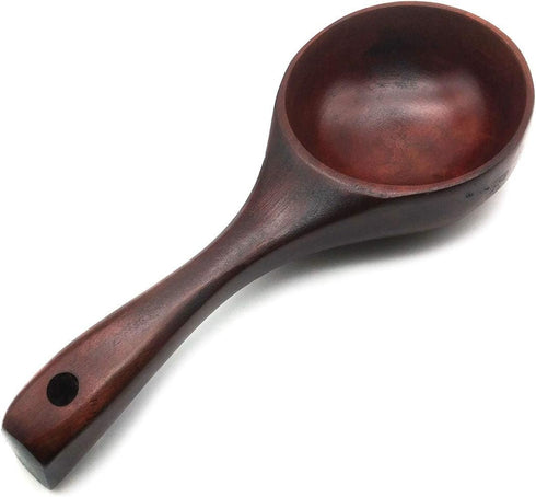 8 Inch Multipurpose Wooden Scoop Spoon Ladle With Short Handle Dark Brown Wood...