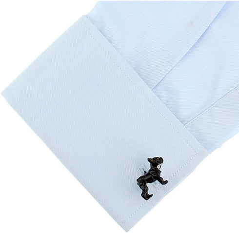 Painted French Black Dog Bulldog Cufflinks...