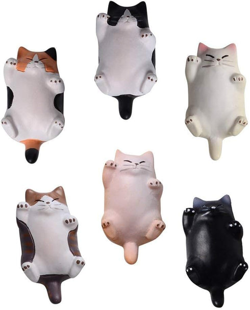 CHICHIC 6 Pack Fun Cat Refrigerator Magnets Office Magnet, Kitchen Decor Fridge Cat Ornament, Perfect for Whiteboard, Refrigerator, Map, Notes, Ca...