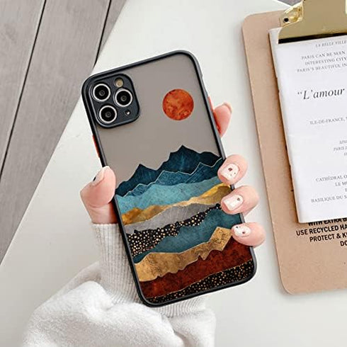 QLTYPRI Compatible with iPhone 7 Plus iPhone 8 Plus Case Sunset Mountain Nature Scenery Landscape Pattern Clear Hard PC Back Ultra Slim Shockproof...
