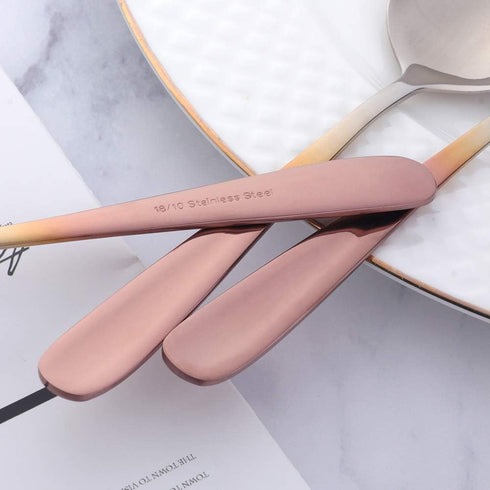 Buyer Star Bouillon Spoon Sets, 7-Inch Round Soup Spoons, Stainless Steel Finished Table Dinner Spoons (Gradient Rose Gold)...
