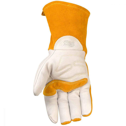 Caiman Premium Cow Grain MIG/Stick Welding Gloves, Cotton/Fleece Insulation, Kontour Design, White/Gold, X-Large (1434-6)...