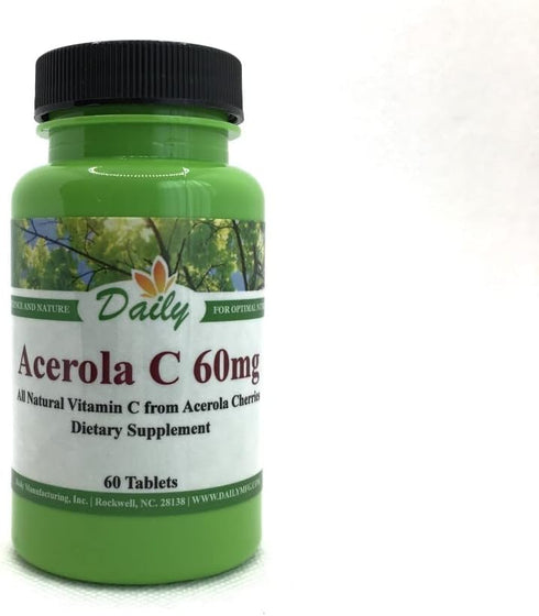 Daily Manufacturing Acerola C (Vitamin C from Acerola Cherries) 60 Chewable Tablets...