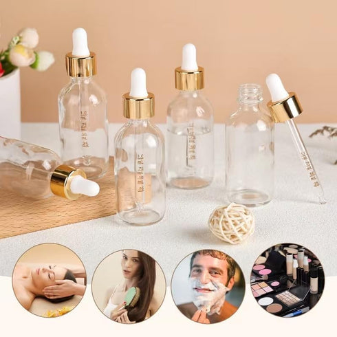 4 Pack 2 oz Glass Dropper Bottle with Top Cap Pink Tincture Bottles, 2 Plastic Eye Droppers Measured Pipettes, Essential Oil Bottles Perfume Cosme...