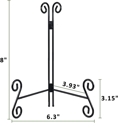 8 Inch Plate Stands for Display, 1Pack Black Iron Adjustable Easel Stand for Photo Picture Frame Plate Album and Home Decoration...