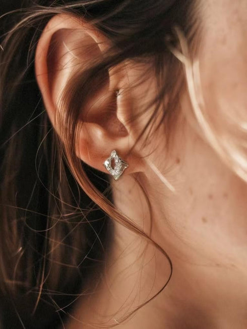 925 Sterling Silver Stud Earrings Irregular Chic Earrings Geometric Stud Earrings Flat Back Earrings Statement Jewelry Lightweight 2024 Urban Fash...