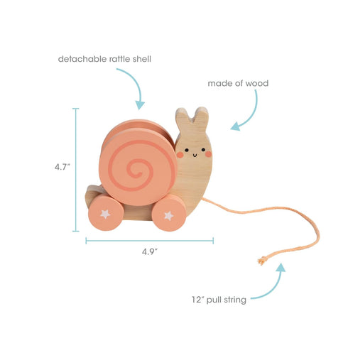 Pearhead Montessori Snail Pull Toy, Pull Along Wooden Toy, Early Development Push and Pull String Toy, Motor Skill Toy for Toddlers Ages 1+ Year...