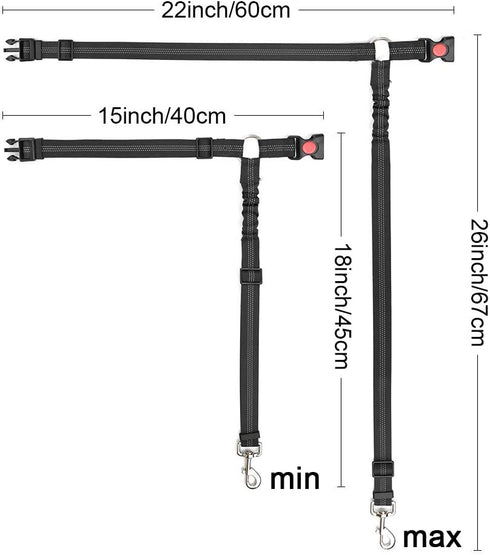 SlowTon Dog Seat Belt for Car, 2 Pack Dog Car Harness Seatbelt Adjustable with Elastic Bungee Buffer, 2 in 1 Pet Car Leash Headrest Restraint Dog ...