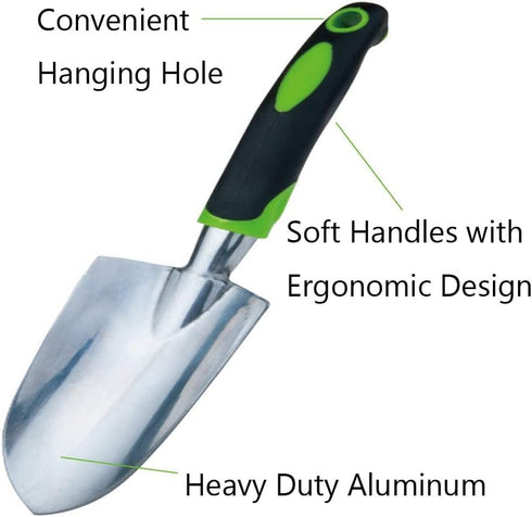 Garden Trowel & Hand Wide Shovel Pointed with Soft Rubberized Non-Slip Ergonomic Handle for Planting, Transplanting, Weeding, Moving and Smoothing...