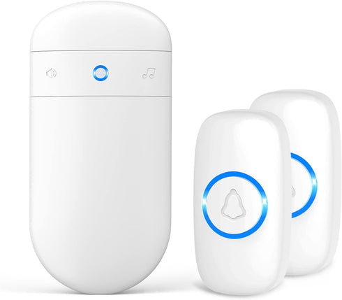 SECRUI Wireless Doorbell with 2 Buttons – Doorbell Kits for Front Door Back Door– Battery Operated Doorbell with 52 Chimes, LED Flash, 5 Volume Le...