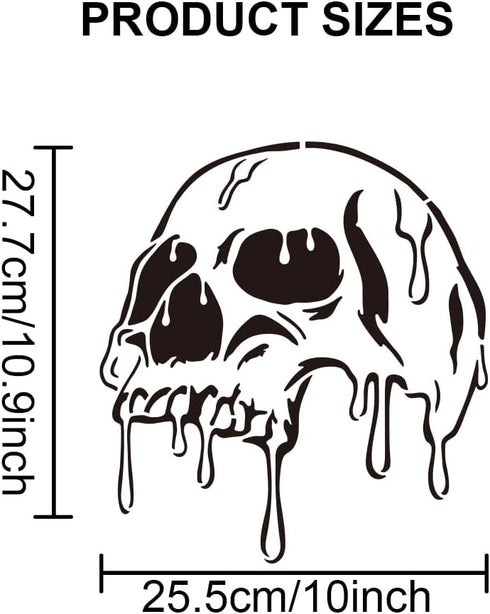 Skull Stencil 11.8×11.8inch Large Melting Skull Stencils for Painting with Paint Brush Square Skeleton Templates for Wood Canvas Paper Fabric Wall...