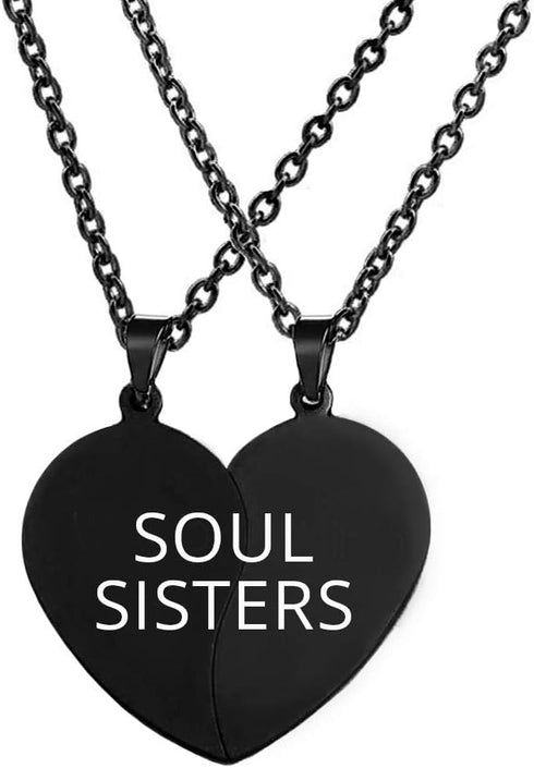 MJartoria BFF Necklace for 2-Split Heart Necklace Soul Sisters Pendant Best Friend Forever Friendship Necklace Set of 2 Valentines Day Gifts for H...