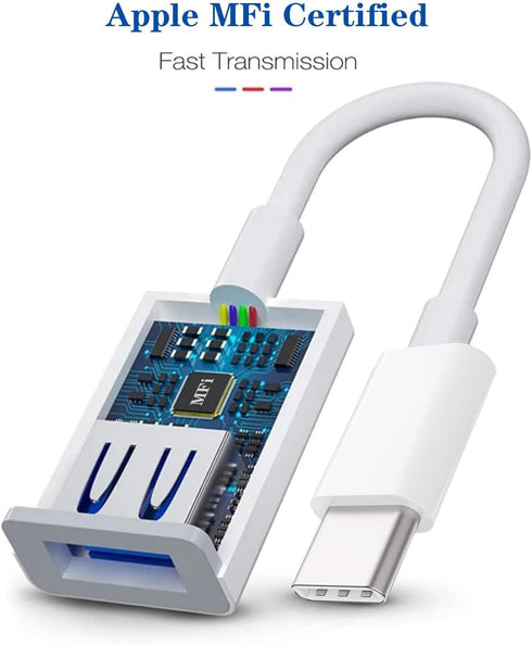 USB-C to USB Adapter for iPhone 15 Pro Max MacBook Pro Air 2023 iMac iPad Mini Pro, Apple MFi Certified USB OTG Cable Converter Support Camera, Ca...