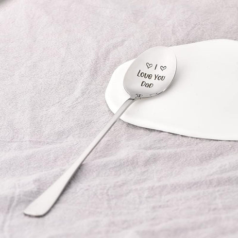 Dad Father Gifts Spoon from Daughter Son - I Love You Dad Spoon Gift for Father Daddy Fathers Day Birthday Gifts Cute Engraved Tea Coffee Spoons G...