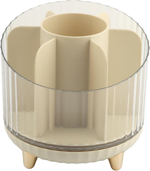 Makeup Organizer, 360° Rotating Makeup Brush Holder, Compartment Storage Box for Eyeliner, Blush, Pencils, Craft Supplies, Small Toys(Champagne)...