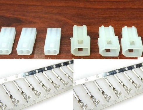 Molex (2-Circuits ) Male & Female Receptacle Plug, w/Terminal sockets w/18-24 AWG Standard .062" Pins, Pitch 3.68mm ( Pack of 3 Set...