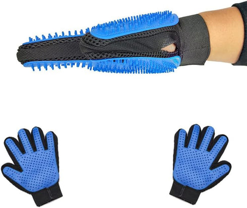 New Double-Sided Gloves for Cats and Dogs with Bath Massage?Deshedding Brush Glove, Five Fingers with 259 Silicone Needles,Effective in Removing P...