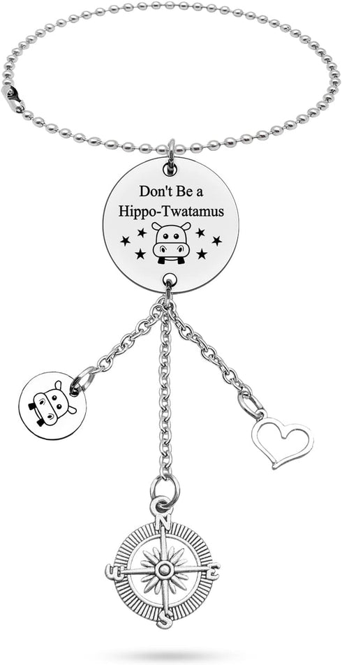 Hippo Rear View Mirror Hanging Accessories Hippo Theme Inspirational Gift Don't Be A Hippo-twatamus Encouragement Gift Inspirational Gift for Frie...