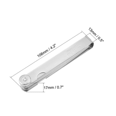 uxcell Metric Thickness Feeler Gauge 0.02-1.00mm 23 Blades Mn Steel Measuring Tool for Gap Width...