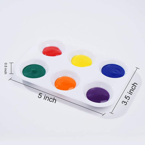 30 PCS White Plastic Paint Palettes 6 Well Rectangular Watercolor Palette Painting Tray for Painting Party, DIY Craft and Art Painting...