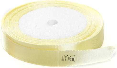 Solid Color Satin Ribbon 1/4",25yds (Light Yellow)...
