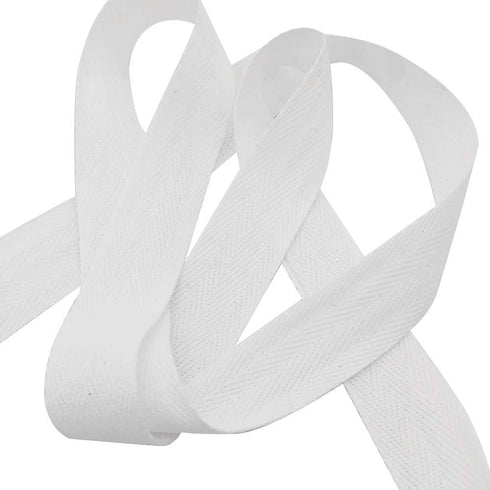 Natural Cotton Twill Tape 50 Yards 1 Inch Bunting Bias Tape Herringbone Webbing Tape Roll for Apron Sewing Dressmaking Craft (White)...
