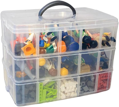 Evelots Storage Container Box, 3 Tier Stackable Snap-On Trays 30 Compartments with Adjustable Dividers for Arts & Crafts Storage, Jewelry Bead Org...