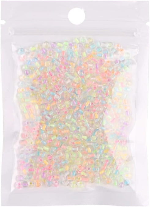 5000Pcs Glow Seed Beads 3mm Glass Seed Beads,Transparent Round Spacer Beads Bulk for DIY Jewelry Making Supplies...