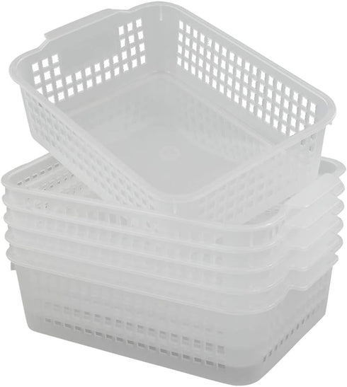 Rectangular Plastic Storage Organization Trays Baskets in Clear, 6-Pack...