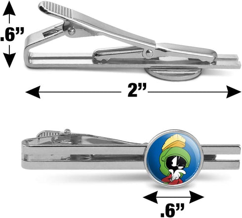 Looney Tunes Marvin The Martian Round Tie Bar Clip Clasp Tack Silver Color Plated...