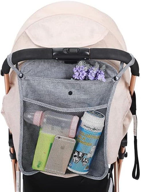 Baby Stroller Organizer Pocket-for bottles Nappy Baby Cloth Diaper Storage Secure Straps Detachable Webbing Easily Crab Strollers with Two Storage...