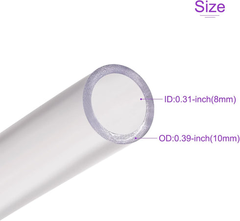 DMiotech 8mm ID 10mm OD Clear PVC Tube Flexible Transparent Hose Vinyl Tubing for Water,Air, Oil Tube,3.28ft Length...