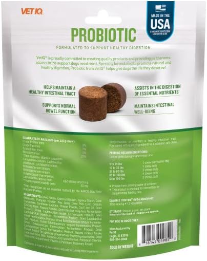 VetIQ Probiotic Supplement for Dogs, Digestive Support for Dogs, Nourishes Gut Bacteria and Supports Bowel Function, Hickory Smoke Flavor, Made in...