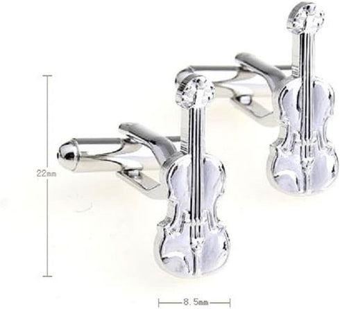 Violin Pair Cufflinks in a Presentation Gift Box & Polishing Cloth...
