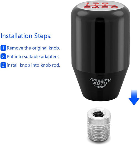 (Black) 6 Speed Weighted Manual Automatic Gear Shifter Shift Knobs Lever with 4 Adapters Fit Compatible with Manual Cars Most Automatic Cars...