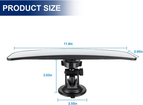 Car Rear View Mirror with Suction Cup, Anti Glare Wide Angle HD Auto Inside Rearview Mirror, 360 Degrees Adjustable Reduce Blind Spots, Universal ...