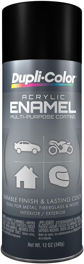 Dupli-Color DA1605 Multi-Purpose Acrylic Enamel Spray Paint - Flat Black - 12 oz. Aerosol Can...